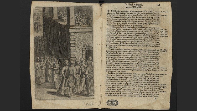 Camillo Cungi, [Le dieci Vergini], incisione a bulino in Bartolomeo Ricci, Considerationi sopra tutta la vita di N.S. Giesu Christo... Revista dall'Auttore e migliorata in molte cose, In Roma, presso Bartolomeo Zanetti, 1610. BAV, Stampe I.214, tav. 127 (num. 128). - © Biblioteca Apostolica Vaticana