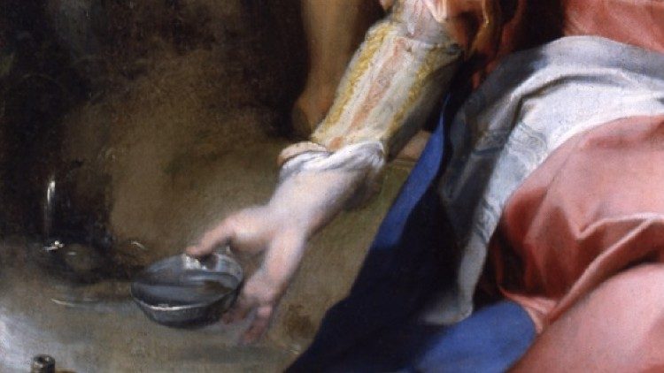 Federico Barocci. Riposo durante la fuga in Egitto (Madonna delle ciliegie). Citt&agrave; del Vaticano, Musei Vaticani (particolare)