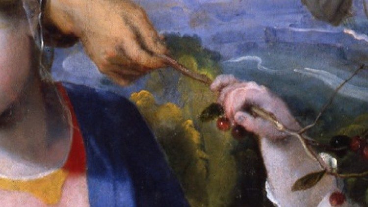 Federico Barocci. Riposo durante la fuga in Egitto (Madonna delle ciliegie). Citt&agrave; del Vaticano, Musei Vaticani (particolare)