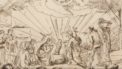 Bartolomeo Pinelli (Roma 1781-Roma 1835), La representación del Belén en Roma - Santa Navidad, 1821, grabado, detalle. © Biblioteca Apostólica Vaticana