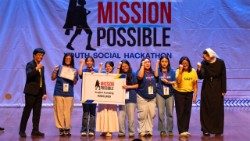 Student hackers from Assumption Antipolo celebrate their winning pitch at MISSION POSSIBLE Philippines, October 2025