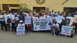 Humans are not commodities for sale reads one of the posters. Nigeria - 08. 02. 2025