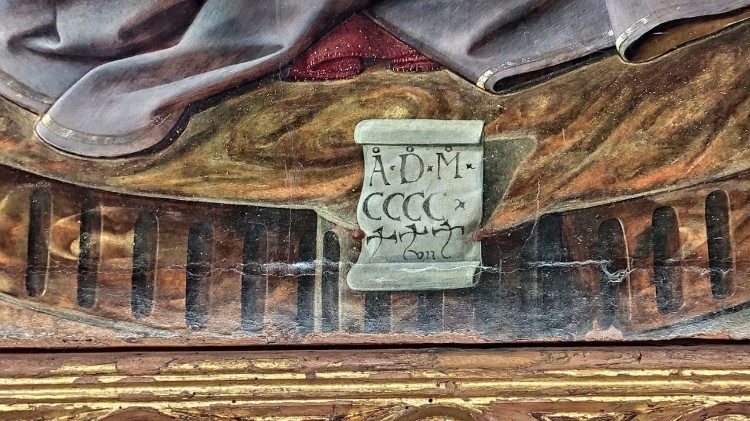  Madonna di Tarquinia, particolare del cartiglio con la data 