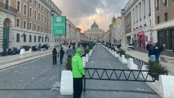 Jubilee pilgrim's path to the holy door at St. Peter's Basilica
