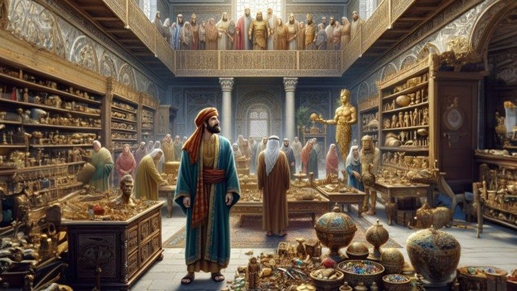 அரச கரூவூலத்தைக் காண்பிக்கும் அரசன் எசேக்கியா