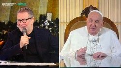 2025.01.19 Papież Franciszek z dziennikarzem Fabio Fazio w programie "Che tempo che fa"