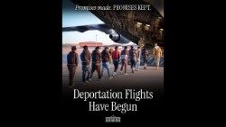 A White House post on X shows migrants being deported from the US following the announcement of the Trump administration of a massive operation to deport migrants