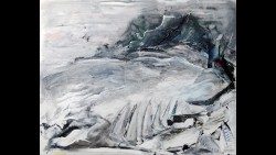 29 ottobre, chiesa rossa 2019, tempera su tela, cm 80x100