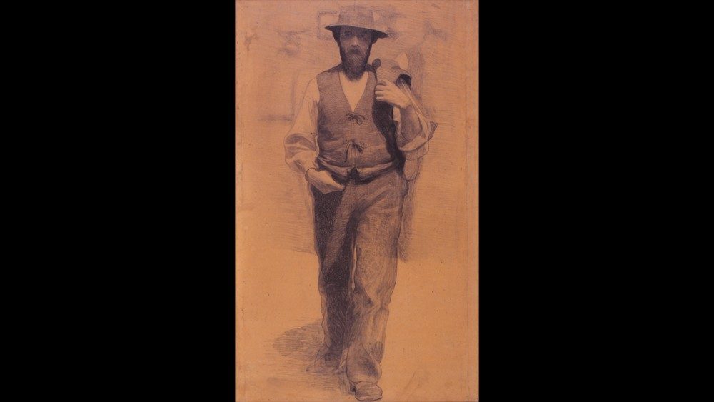 Giuseppe Pellizza da Volpedo (1868-1907) Studio della figura centrale del «Quarto Stato» 1894-95 Carboncino su carta da spolvero 158,5x95 cm Alessandria, Museo e Pinacoteca Civica 