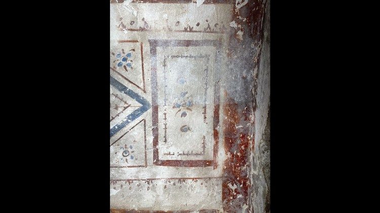 Cubicolo di Sant'Eusebio, tassello di pulitura degli affreschi