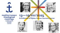 Il manifesto degli Incontri Teologici del Mediterraneo 2025 di Rijeka-Fiume (Croazia), con i volti dei 5 docenti