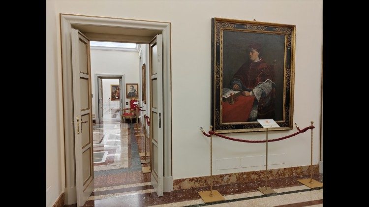 The gallery with the papal portraits
