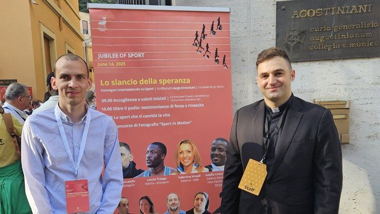 Bodon Péter, a Ferences Mária Liga alapítója a Sport jubileumán a Vatikánban