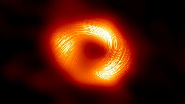 Uma vista do buraco negro supermassivo da Via Láctea Sagittarius A* em luz polarizada