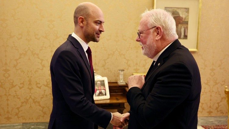 Audience de Mgr Paul Richard Gallagher à Jean-Noël Barrot, au Vatican, le 11 juillet 2025. Crédits: Philémon Henry / MEAE
