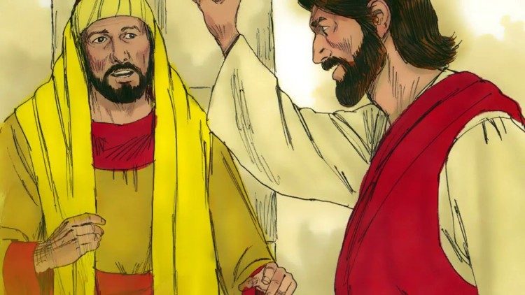 இயேசுவுடன் திருச்சட்ட அறிஞர் உரையாடும் காட்சி 