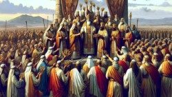 அரசர் தாவீது முன் கூடியிருந்த மக்கள் 