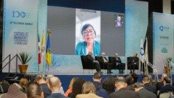 Mgr Gallagher lors de la conférence d'ouverture de l'assemblée générale de la Fédération internationale des universités catholiques, à Guadalajara, au Mexique.