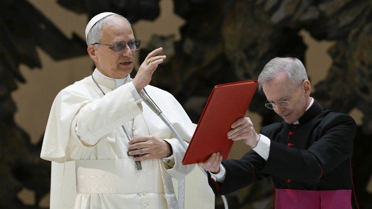 Papa Leon al XIV-lea la întâlnirea cu reprezentanții mass-media