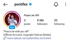 Skärmbild på påve Leo XIV.s Instagramkonto @pontifex
