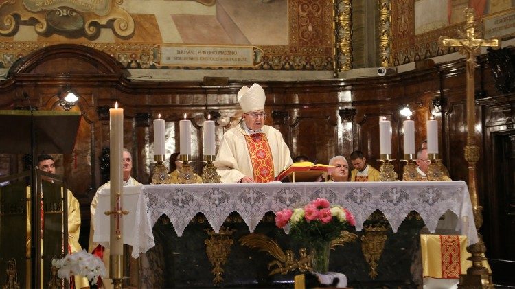 Kardinal Puljić tijekom mise zahvalnice za izbor pape Lava XIV.