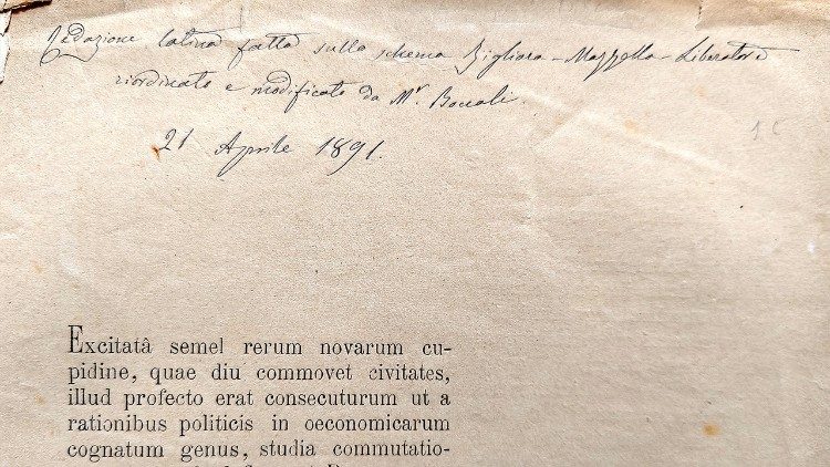 Reum Novarum - Testo latino ricevuto da mons. Boccali