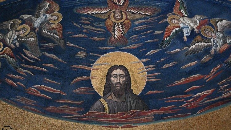 Mozaika s Kristovou tváří v apsidě bazililky