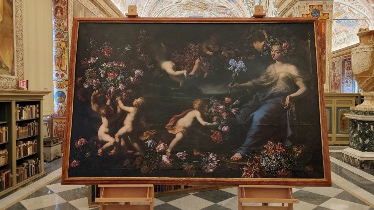 Il Trionfo di Flora dipinto da Mario de'Fiori e Raffaello Vanni nel  1660 esposto nel Salone Sistino della Biblioteca Vaticana