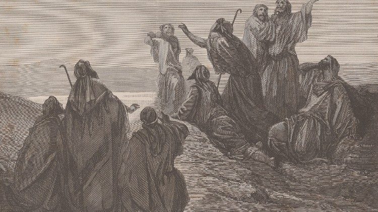 Ad Ligny da Gustave Doré, [La Ascensión], xilografía, en Gustave Doré, [La Biblia], Deventer 1887. BAV, Stampe II.337, tav. 40. (detalle)