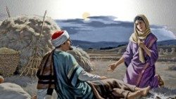 களத்தில் ரூத்துடன் உரையாடும் போவாசு 