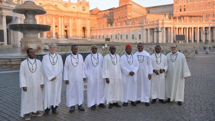 Missionaries of Africa in their religious attire at Saint Peter Square