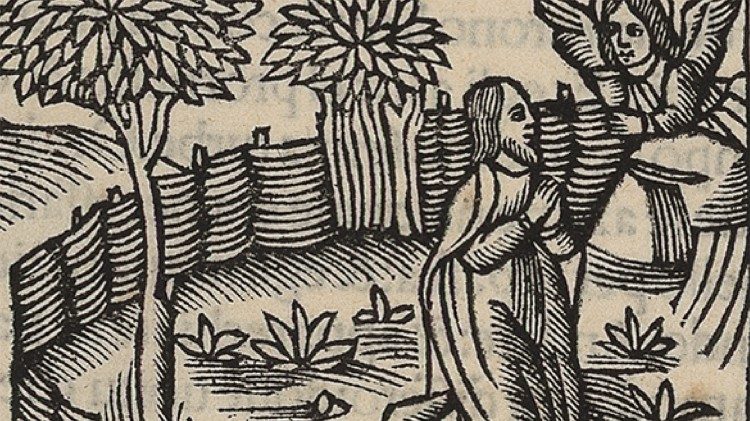 Escena evangélica de la oración de Jesús en Getsemaní