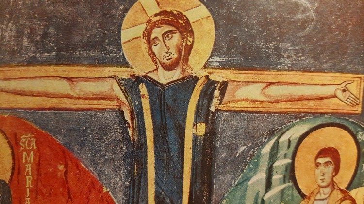 Detail eines Freskos in der römischen Kirche Santa Maria Antiqua, um 750