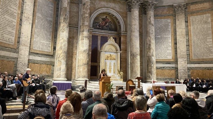 Margaret Karram durante la oración ecuménica en la Basílica de San Pablo Extramuros