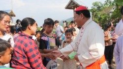 Cardinal Charles Maung Bo of Myanmar amid the faithful