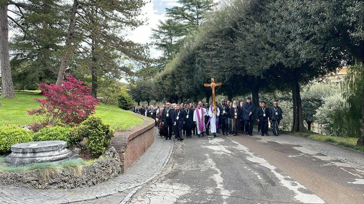 Missionaries of Mercy make their pilgrimage in the Vatican Gardens for their Jubilee
