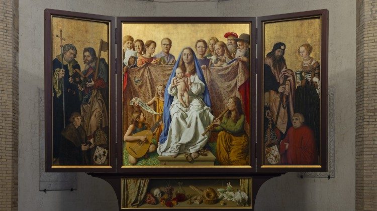 Der Cranach-Triegel-Altar in der Kirche des deutschen Friedhofs beim Petersdom