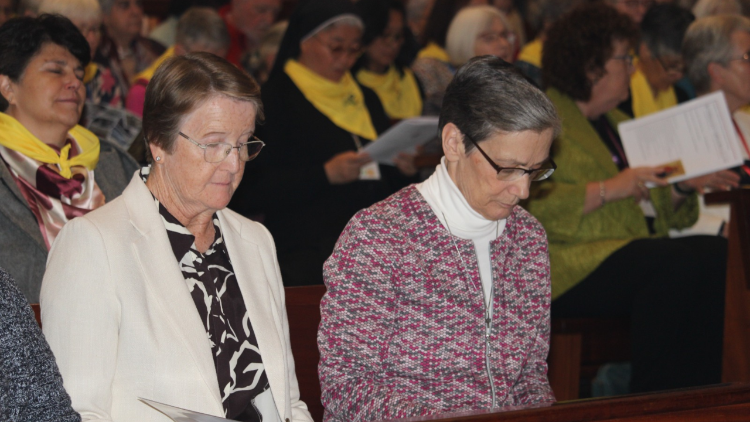 Sr. Veronica Fuhrmann CJ, (right) the general superior of the newly united congregation