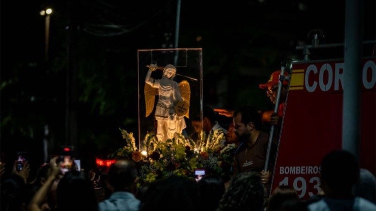 Imagem peregrina de São Miguel Arcanjo de Gargano. Foto: Carlos Wilker 