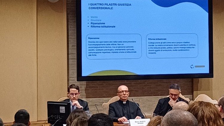  En el centro, Mons. Marco Sprizzi, presidente de la Oficina del Trabajo de la Sede Apostólica (ULSA)
