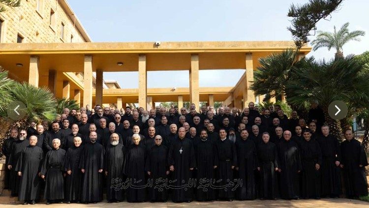 Members of the Lebanese Maronite Order at the Monastery in occasion of the 330th anniversary of their foundation