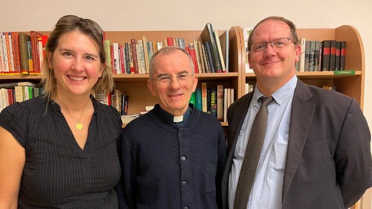 Father Alexander Jernej, CM (centre) with Vatican News correspondents Christine Seuss and Christopher Wells