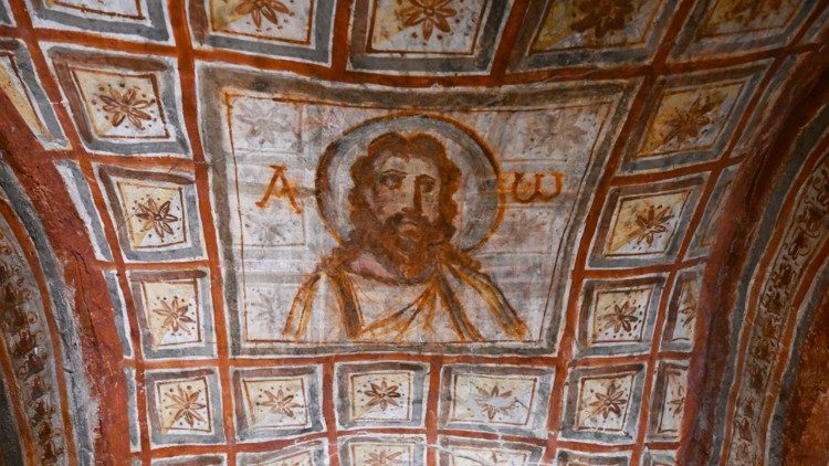 Kristaus freska Leono celėje Komodilos katakombose