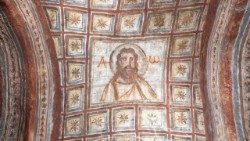 Cristo sulla volta del cubicolo di Leone, catacombe di Domitilla, Roma