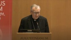 Cardinal Pietro Parolin at the event launching the 2025 Religious Freedom Report by Aid to the Church in Need 