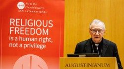 2025.10.21धार्मिक स्वतंत्रता पर एसीएस की रिपोर्ट की प्रस्तुति वाटिकन राज्य सचिव कार्डिनल पिएत्रो पारोलिन