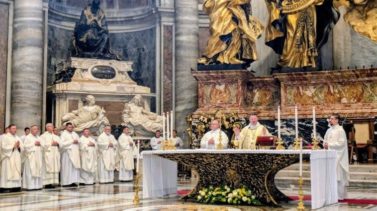 Падчас Імшы на беларускай мове ў Базіліцы Святога Пятра для пілігрымаў Юбілею 2025 года