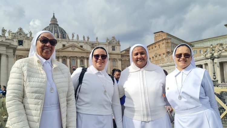 Sisters of the Handmaids of Jesus (Servants of Jesus of Venezuela)  at St Peters Square during the canonization of their foundress is St. Maria del Monte Carmelo Rendiles Mantinez