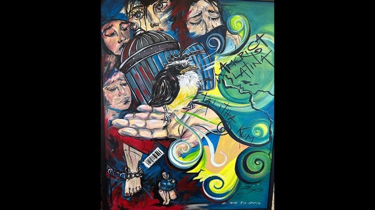 Il quadro realizzato da suor Sandra De Filippis donato alla regina Camilla