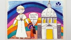 Eine Zeichnung eines Kindes des "Bambin Gesù" in Rom für Papst Leo XIV.